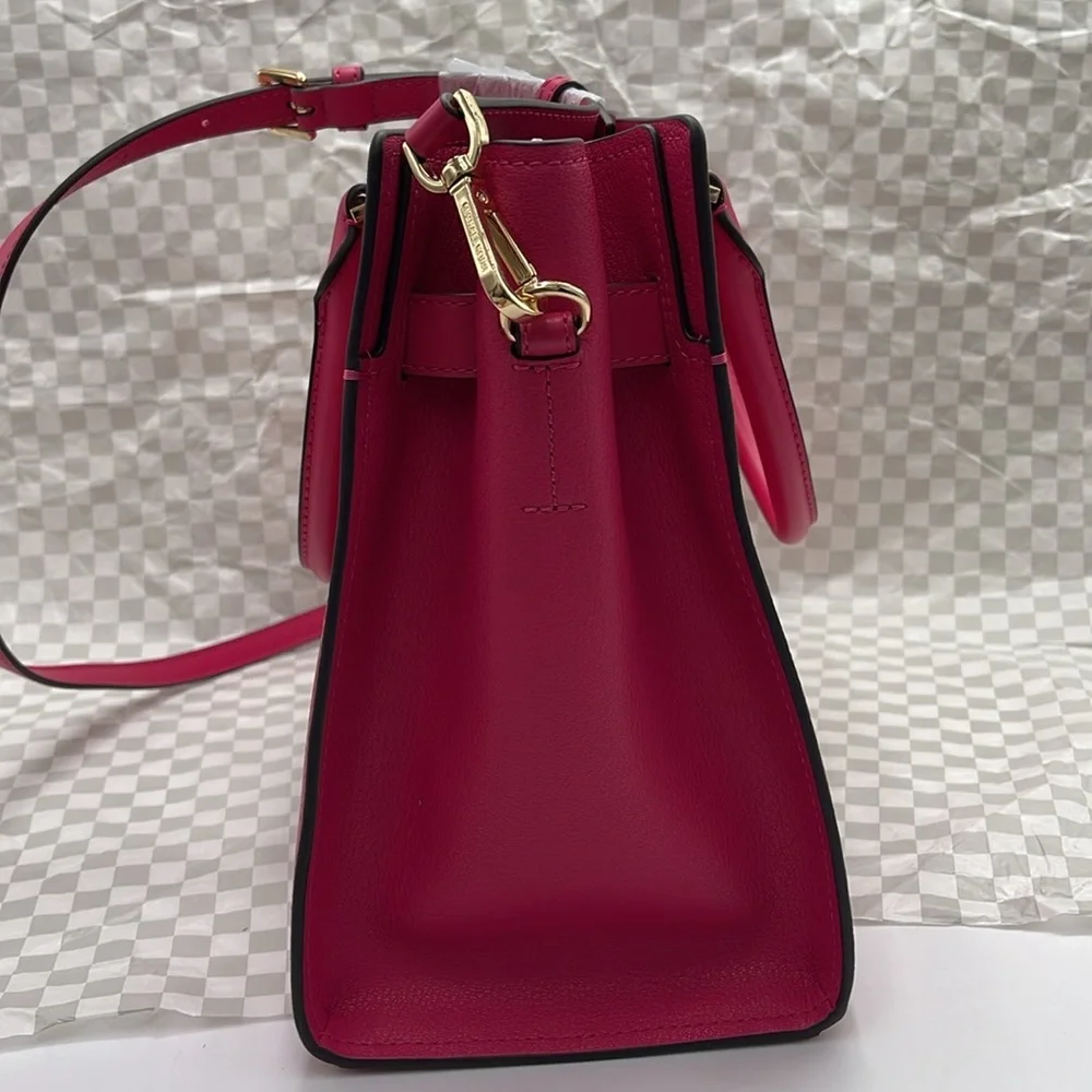Michael Kors Hamilton Medium Leather Satchel Electric Pink NWT